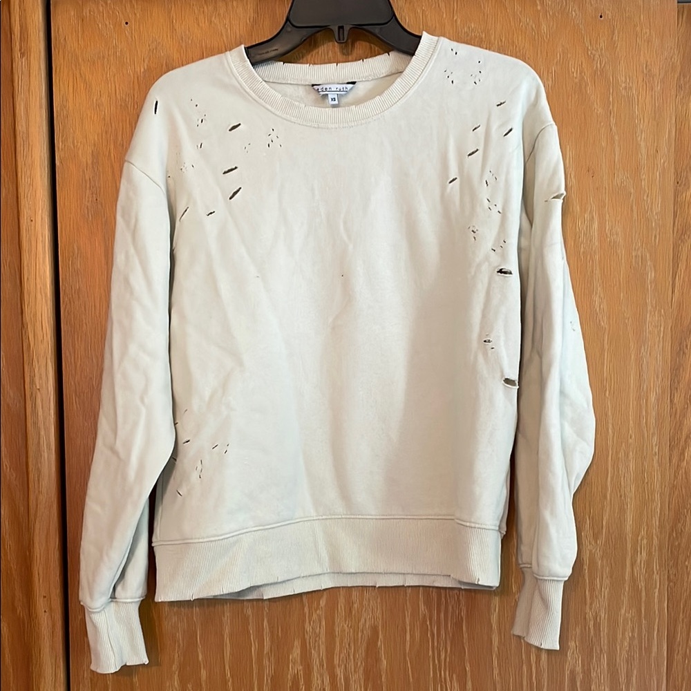 Distressed Cream Sweater